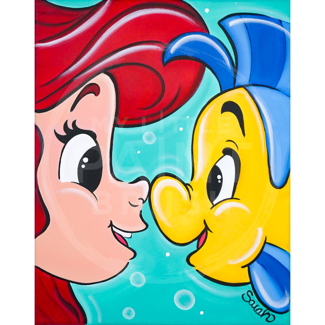 Ariel And Flounder Drawing Ariel Flounder Little Mermaid Original Ariel And Flounder Drawing Ariel Flounder Little Mermaid Original