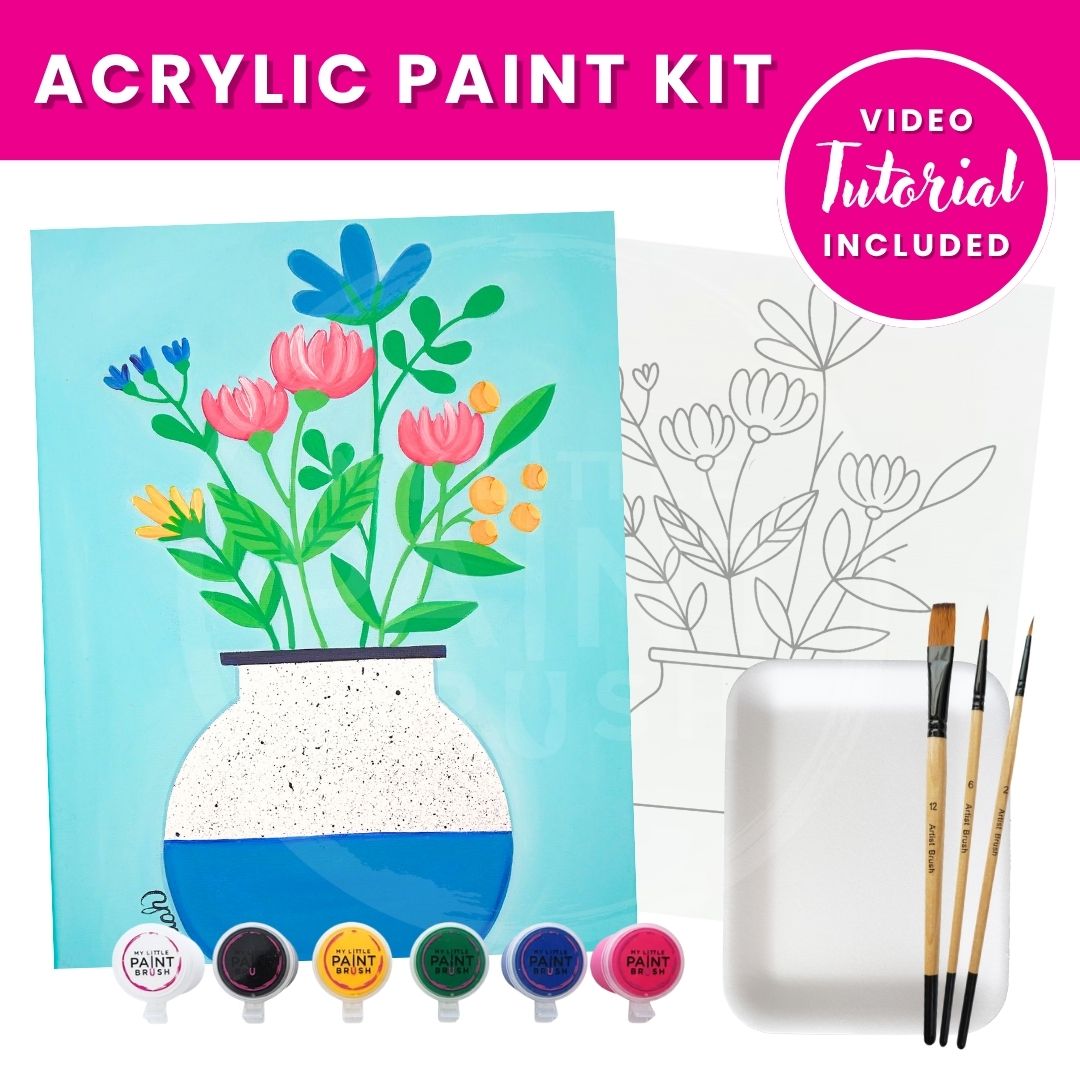paint a plant pot kit Flower Pot Acrylic Paint Art Kit On Canvas